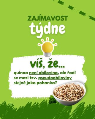 Víš, že quinoa není obilovina, ale řadí se mezi tzv. pseudoobiloviny stejně jako pohanka? 💡 Pseudoobiloviny mají...